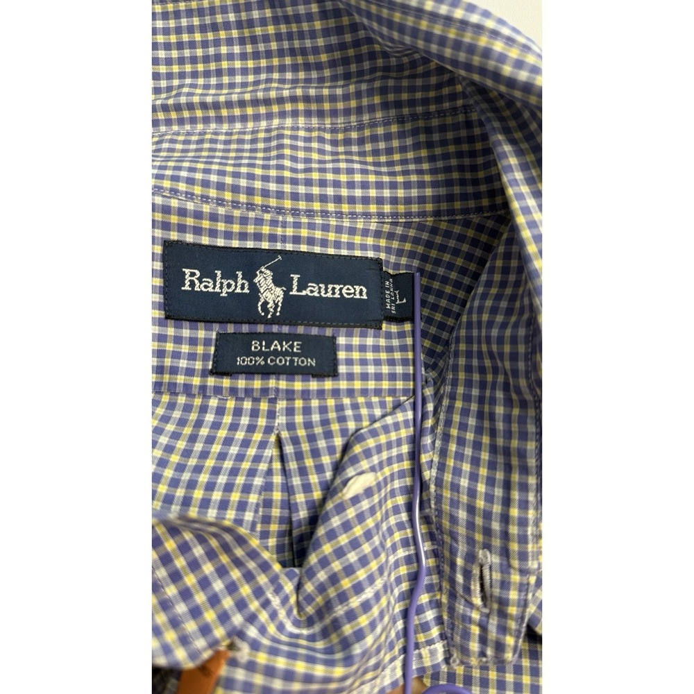 Men's Ralph Lauren Lg Blake Long Sleeve Blue Yellow Gingham GUC small Spot - Picture 5 of 9